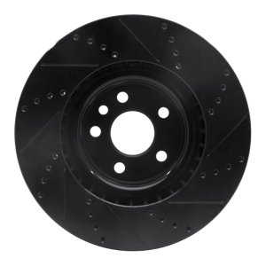 Jaguar E-Pace Brake Rotor (1) - Front Left - R1 Concepts - Drilled & Slotted - Black - `15-`19